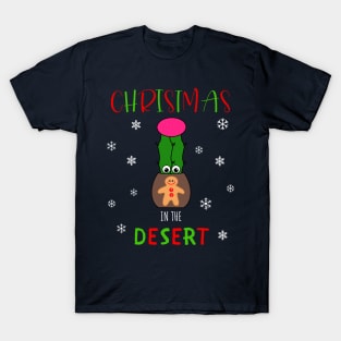 Christmas In The Desert - Hybrid Cactus In Gingerbread Man Pot T-Shirt